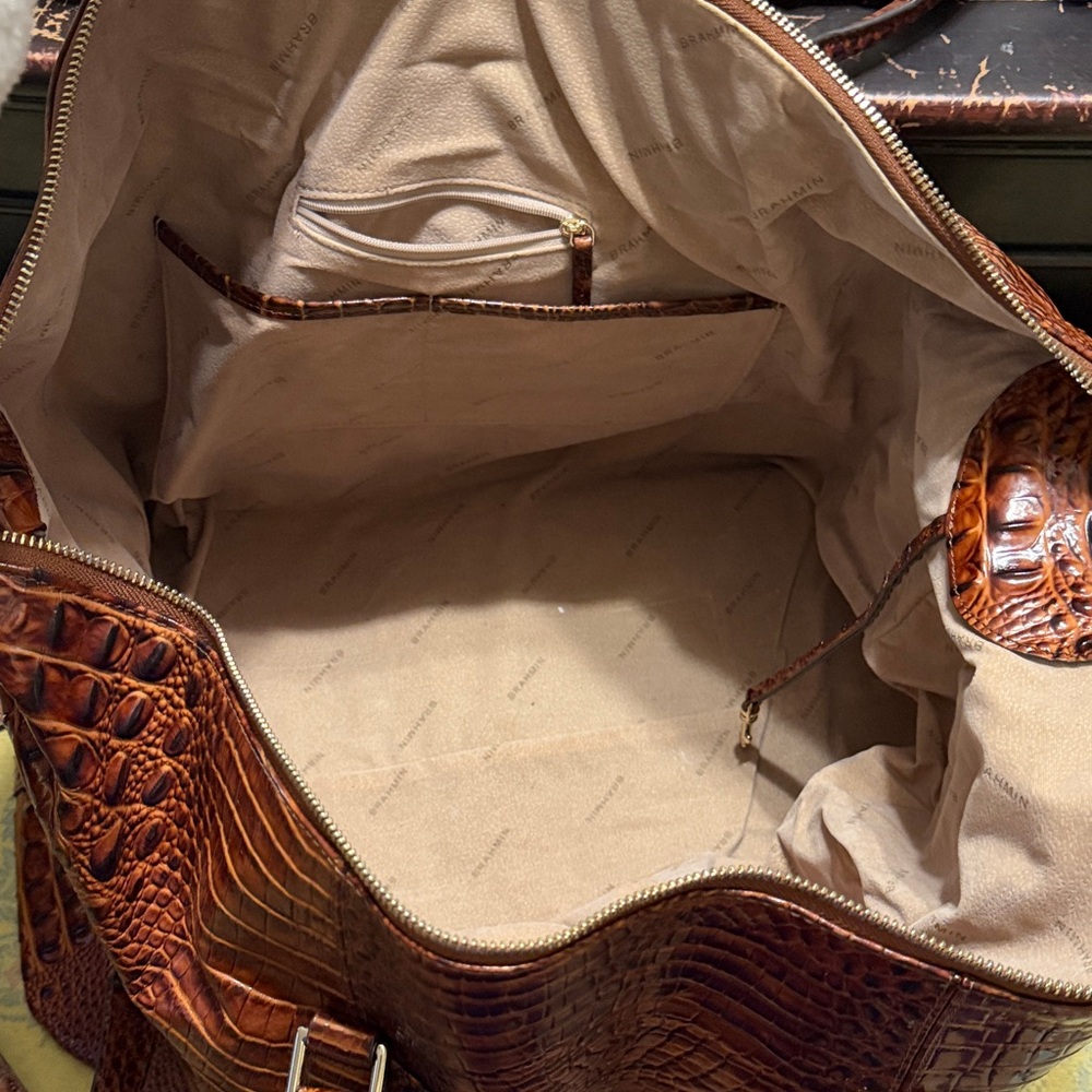 Brahmin Cognac Embossed Croc Leather Tote - Picture 5 of 14